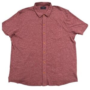 Lucky Brand Short Sleeve Button Up Shirt Men's XXL Heathered Red Casual